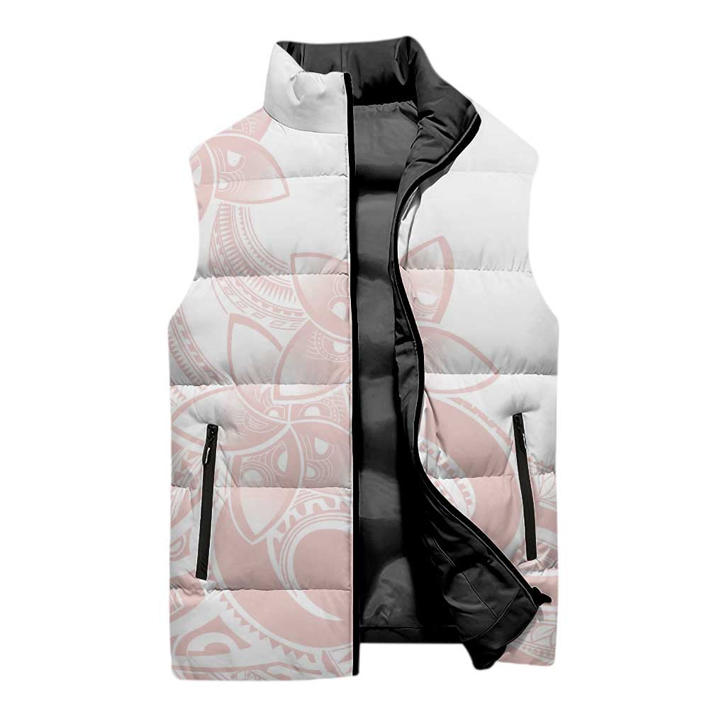 Polynesian Tribal Plumeria Lotu Tamaiti Sleeveless Puffer Jacket Pastel Blush LT9 - Polynesian Pride