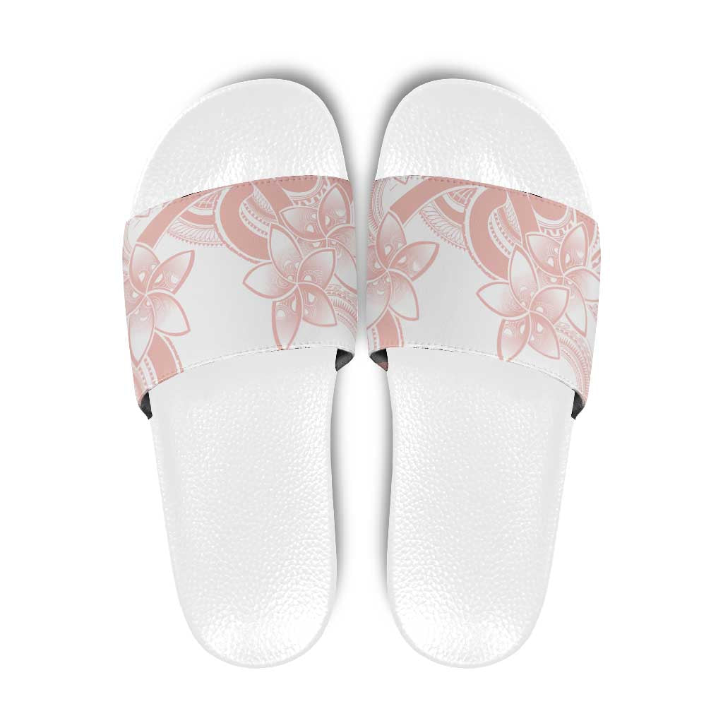 Polynesian Tribal Plumeria Lotu Tamaiti Slide Sandals Pastel Blush - Polynesian Pride