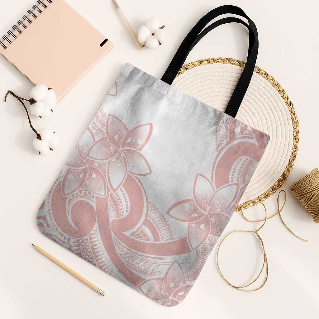 Polynesian Tribal Plumeria Lotu Tamaiti Tote Bag Pastel Blush LT9 Black Strap One Size Blush - Polynesian Pride