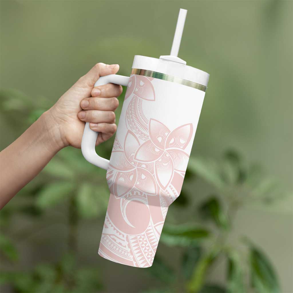 Polynesian Tribal Plumeria Lotu Tamaiti Tumbler With Handle Pastel Blush - Polynesian Pride