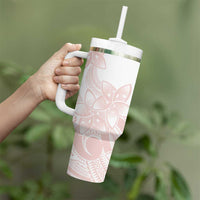 Polynesian Tribal Plumeria Lotu Tamaiti Tumbler With Handle Pastel Blush - Polynesian Pride