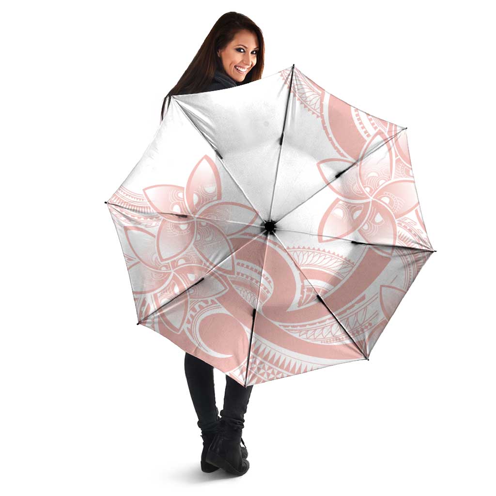 Polynesian Tribal Plumeria Lotu Tamaiti Umbrella Pastel Blush - Polynesian Pride