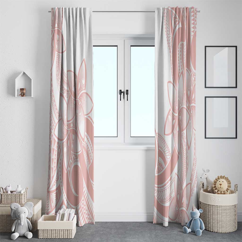 Polynesian Tribal Plumeria Lotu Tamaiti Window Curtain Pastel Blush - Polynesian Pride
