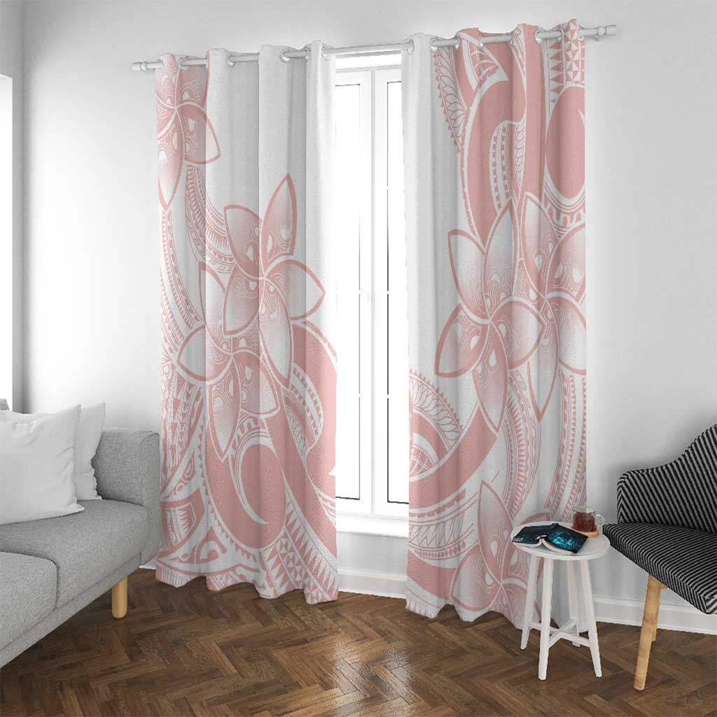Polynesian Tribal Plumeria Lotu Tamaiti Window Curtain Pastel Blush - Polynesian Pride