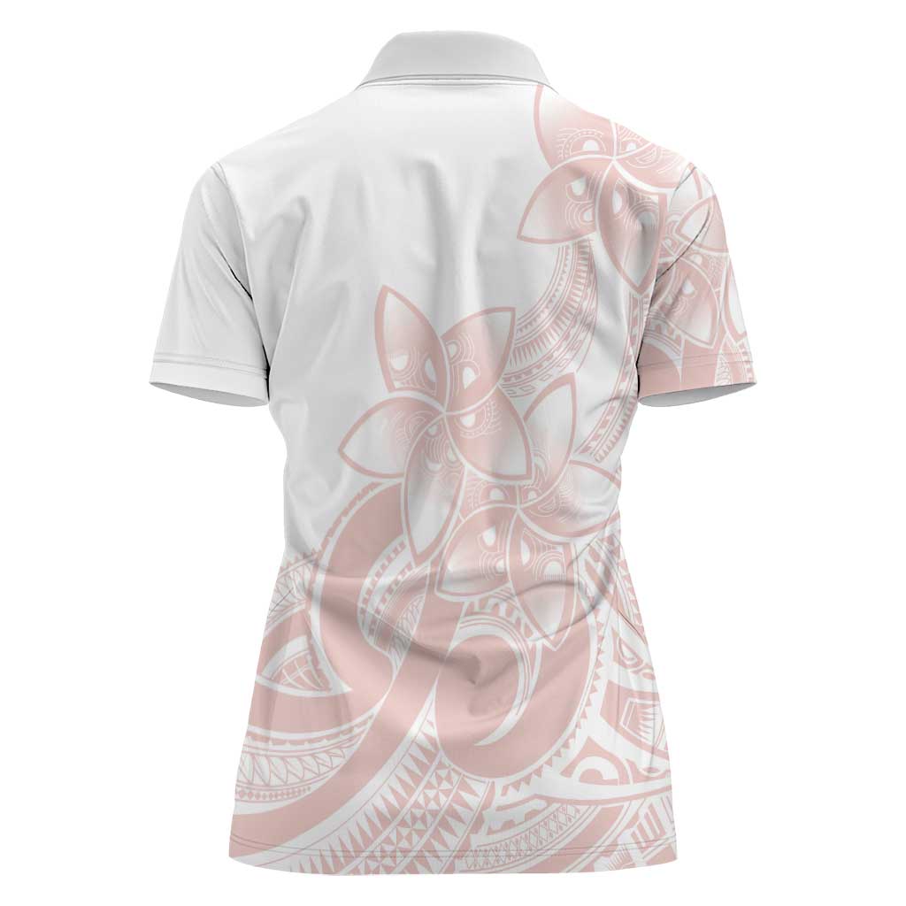 Polynesian Tribal Plumeria Lotu Tamaiti Women Polo Shirt Pastel Blush - Polynesian Pride