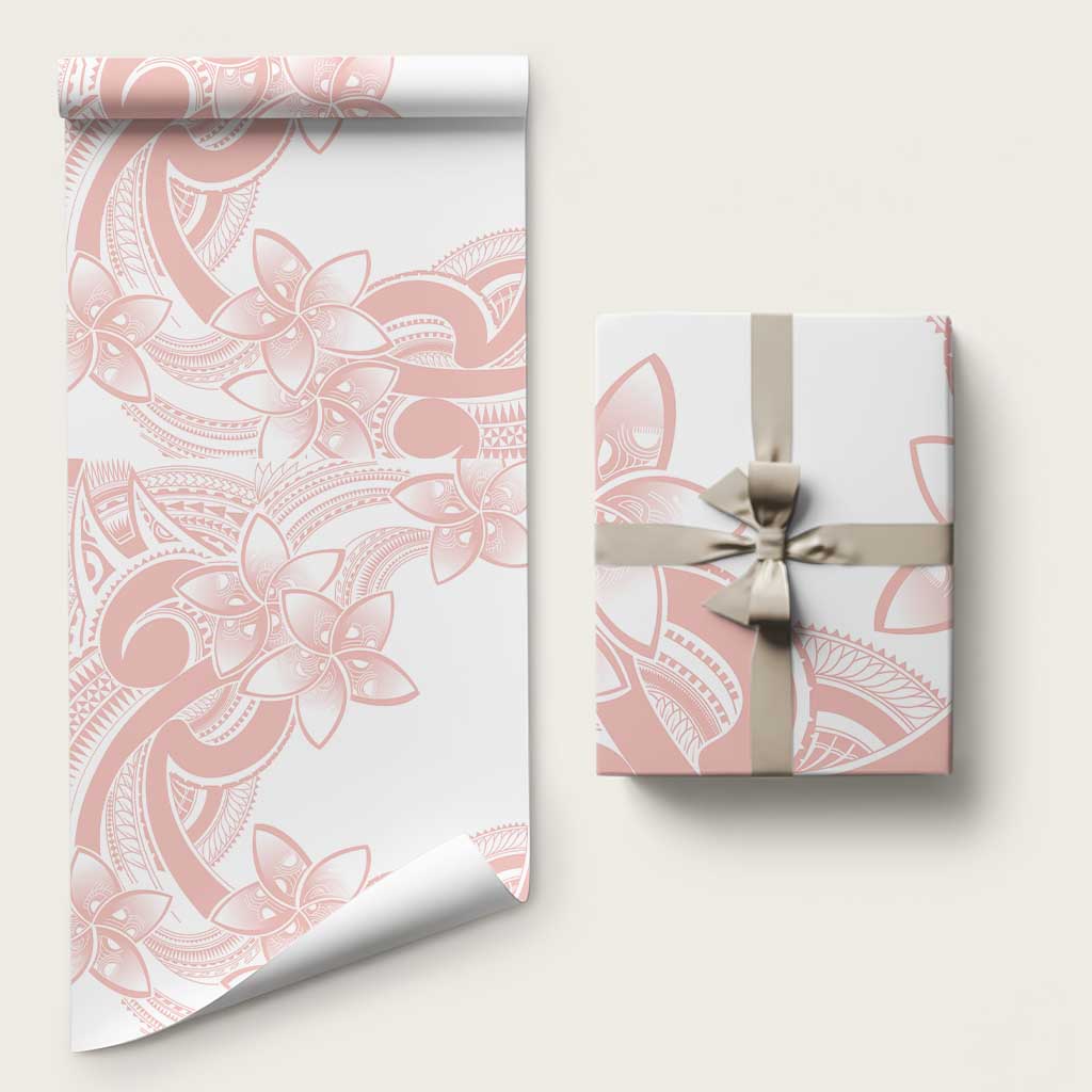 Polynesian Tribal Plumeria Lotu Tamaiti Wrapping Paper Pastel Blush LT9 58" × 23" Blush - Polynesian Pride