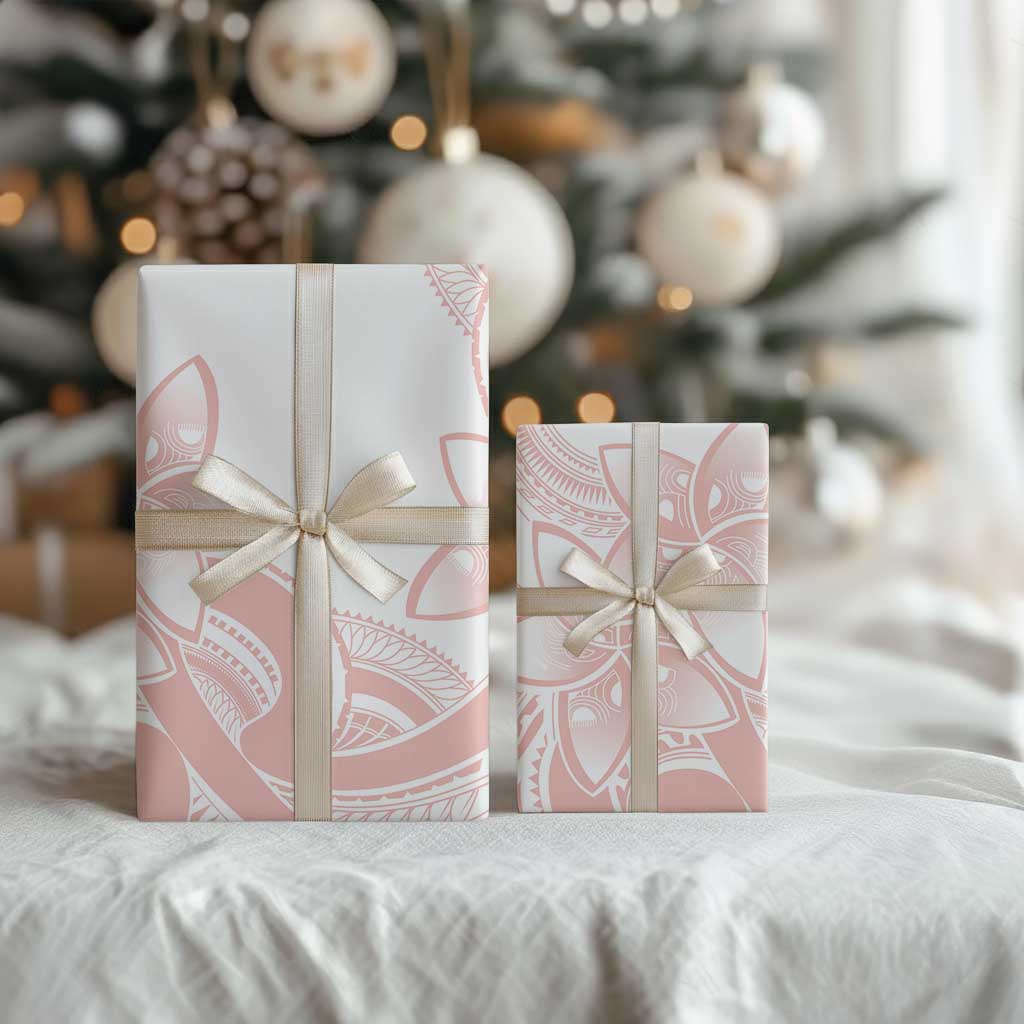Polynesian Tribal Plumeria Lotu Tamaiti Wrapping Paper Pastel Blush LT9 - Polynesian Pride