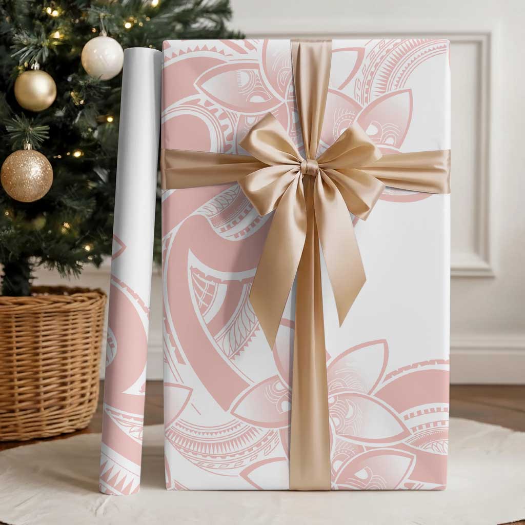 Polynesian Tribal Plumeria Lotu Tamaiti Wrapping Paper Pastel Blush LT9 - Polynesian Pride