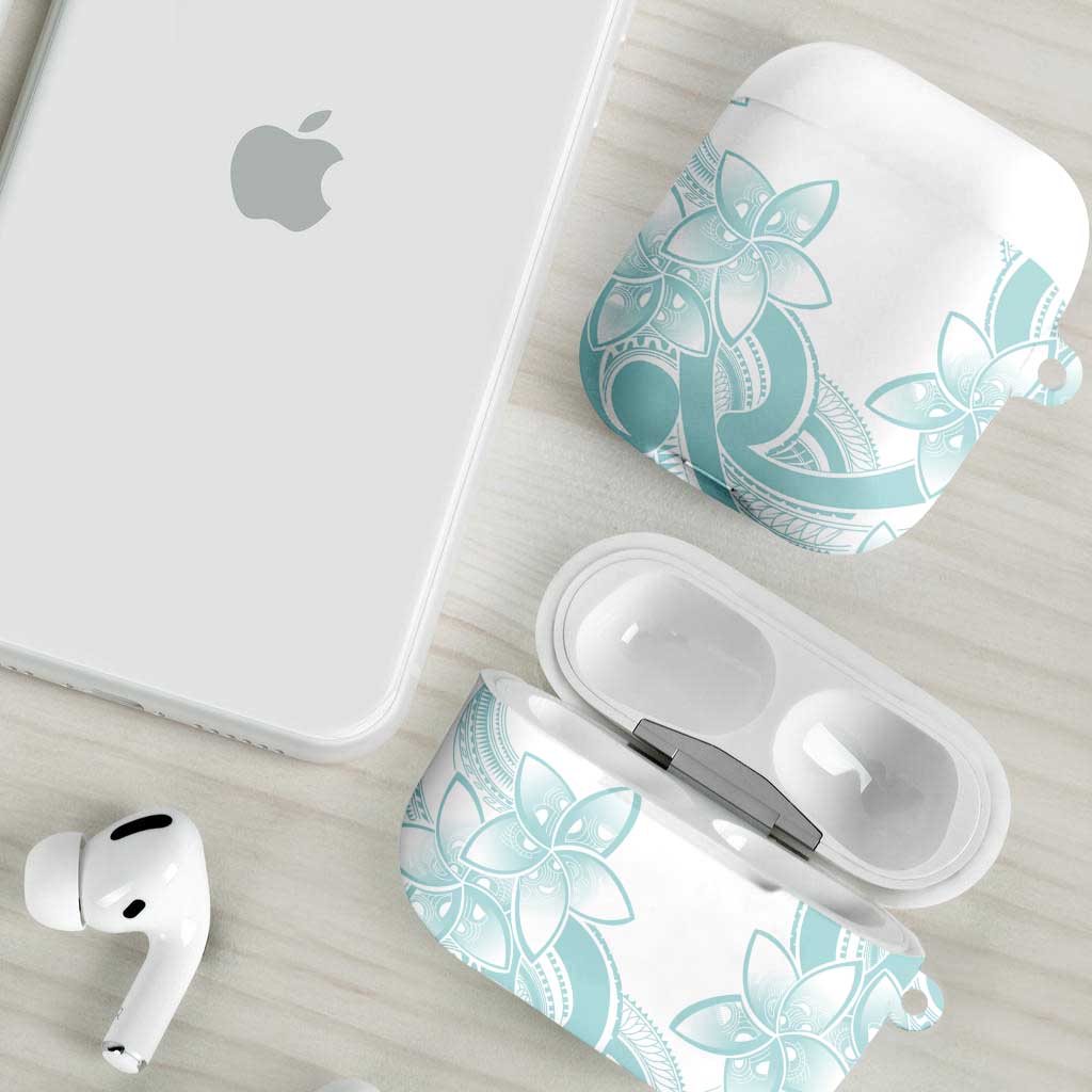 Polynesian Tribal Plumeria Lotu Tamaiti AirPods Case Pastel Cyan - Polynesian Pride
