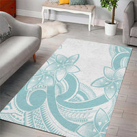 Polynesian Tribal Plumeria Lotu Tamaiti Area Rug Pastel Cyan - Polynesian Pride