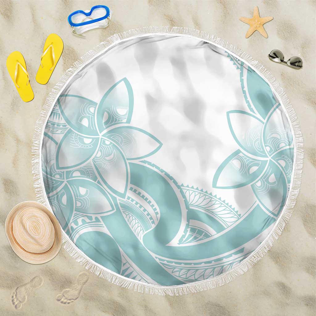 Polynesian Tribal Plumeria Lotu Tamaiti Beach Blanket Pastel Cyan LT9 One Size 150cm Cyan - Polynesian Pride