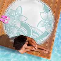 Polynesian Tribal Plumeria Lotu Tamaiti Beach Blanket Pastel Cyan LT9 - Polynesian Pride