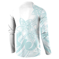 Polynesian Tribal Plumeria Lotu Tamaiti Button Sweatshirt Pastel Cyan LT9 - Polynesian Pride