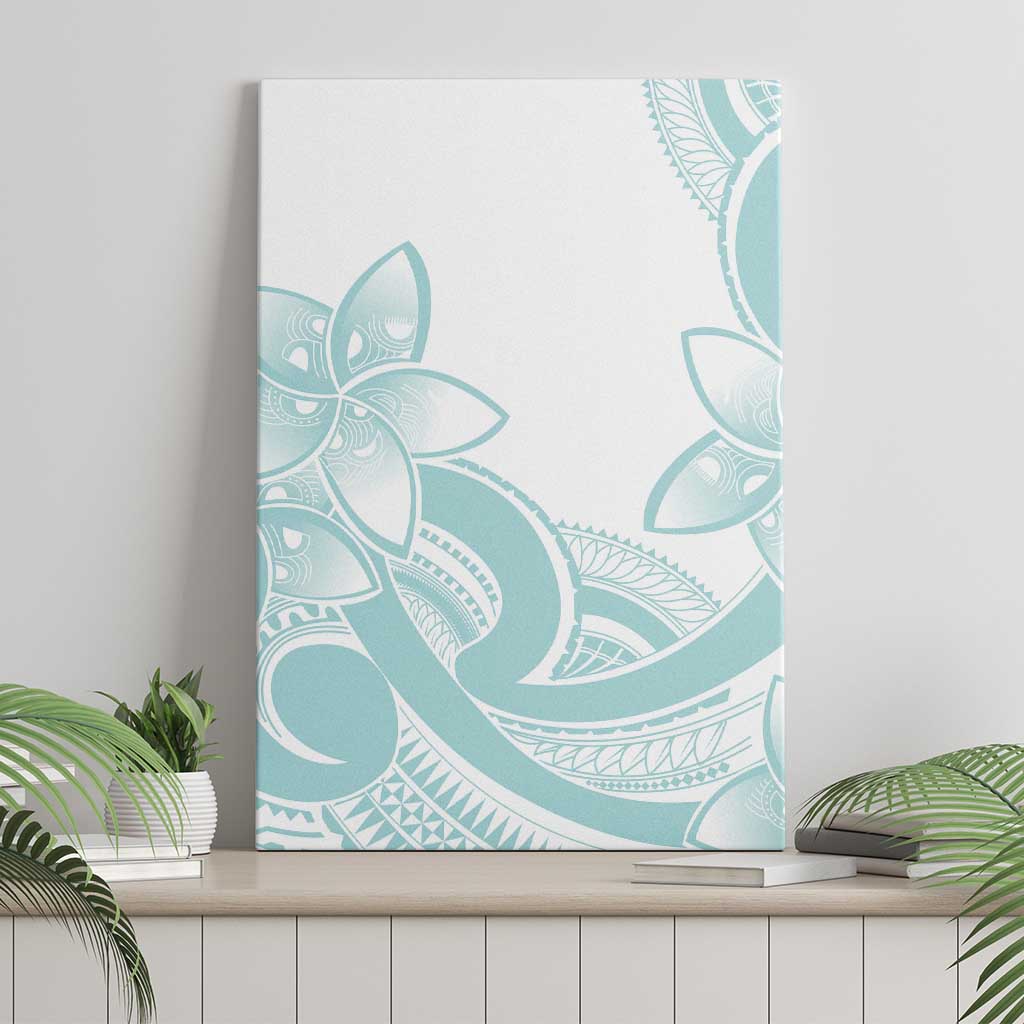 Polynesian Tribal Plumeria Lotu Tamaiti Canvas Wall Art Pastel Cyan LT9 - Polynesian Pride