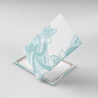 Polynesian Tribal Plumeria Lotu Tamaiti Canvas Wall Art Pastel Cyan LT9 With Frame Cyan - Polynesian Pride