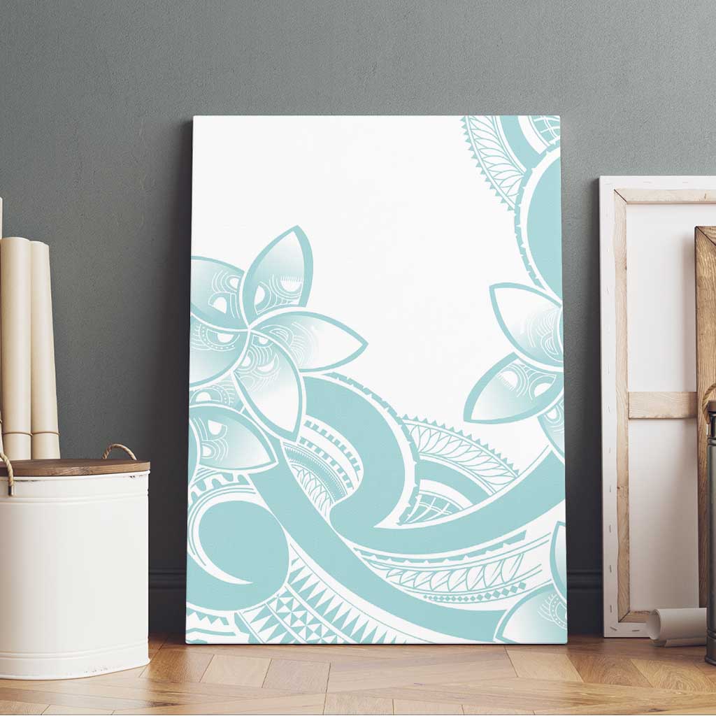 Polynesian Tribal Plumeria Lotu Tamaiti Canvas Wall Art Pastel Cyan LT9 - Polynesian Pride