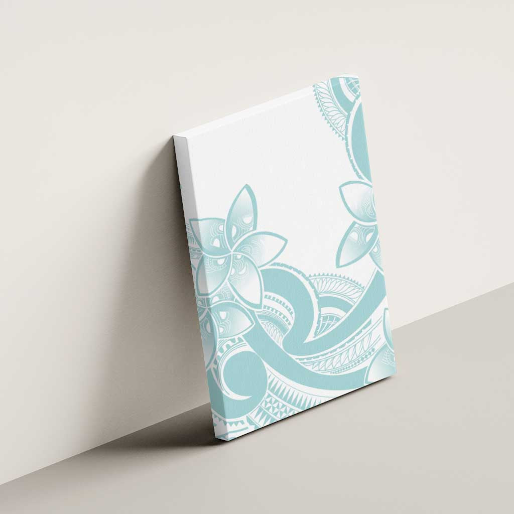 Polynesian Tribal Plumeria Lotu Tamaiti Canvas Wall Art Pastel Cyan LT9 - Polynesian Pride