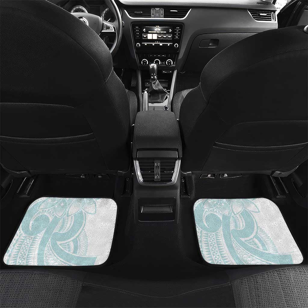 Polynesian Tribal Plumeria Lotu Tamaiti Car Mats Pastel Cyan LT9 Set 2pcs - Back Cyan - Polynesian Pride