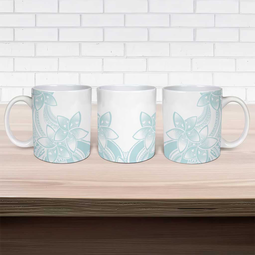 Polynesian Tribal Plumeria Lotu Tamaiti Ceramic Mug Pastel Cyan - Polynesian Pride