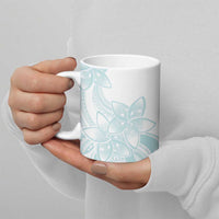 Polynesian Tribal Plumeria Lotu Tamaiti Ceramic Mug Pastel Cyan - Polynesian Pride