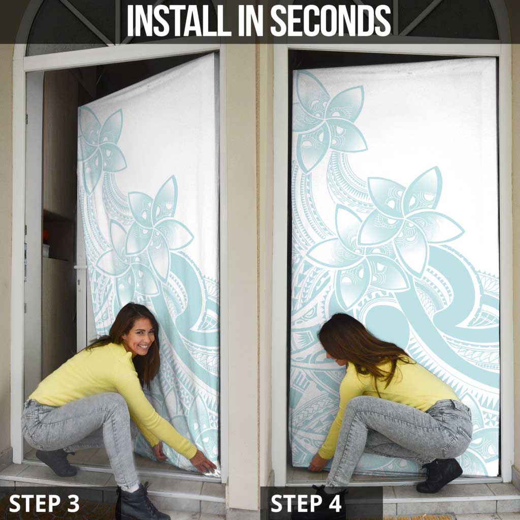 Polynesian Tribal Plumeria Lotu Tamaiti Door Cover Pastel Cyan - Polynesian Pride