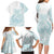 Polynesian Tribal Plumeria Lotu Tamaiti Family Matching Long Sleeve Bodycon Dress and Hawaiian Shirt Pastel Cyan - Polynesian Pride