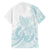 Polynesian Tribal Plumeria Lotu Tamaiti Family Matching Long Sleeve Bodycon Dress and Hawaiian Shirt Pastel Cyan - Polynesian Pride