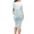 Polynesian Tribal Plumeria Lotu Tamaiti Family Matching Long Sleeve Bodycon Dress and Hawaiian Shirt Pastel Cyan - Polynesian Pride