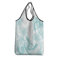 Polynesian Tribal Plumeria Lotu Tamaiti Grocery Bag Pastel Cyan LT9 - Polynesian Pride