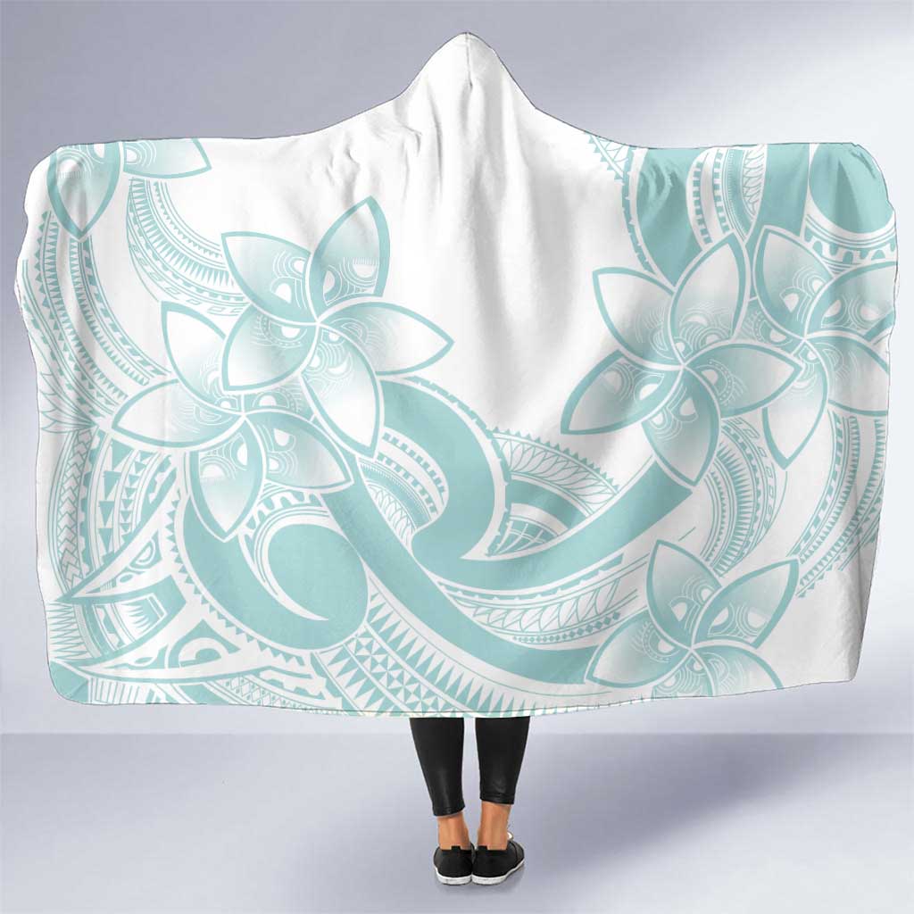 Polynesian Tribal Plumeria Lotu Tamaiti Hooded Blanket Pastel Cyan - Polynesian Pride