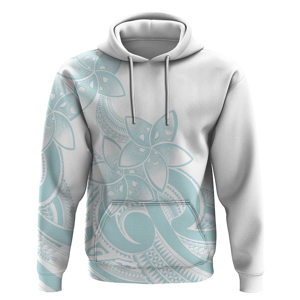Polynesian Tribal Plumeria Lotu Tamaiti Hoodie Pastel Cyan - Polynesian Pride