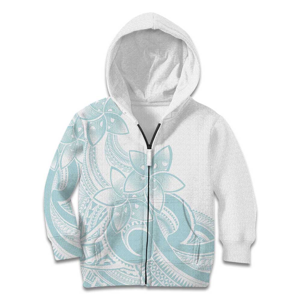 Polynesian Tribal Plumeria Lotu Tamaiti Kid Hoodie Pastel Cyan - Polynesian Pride