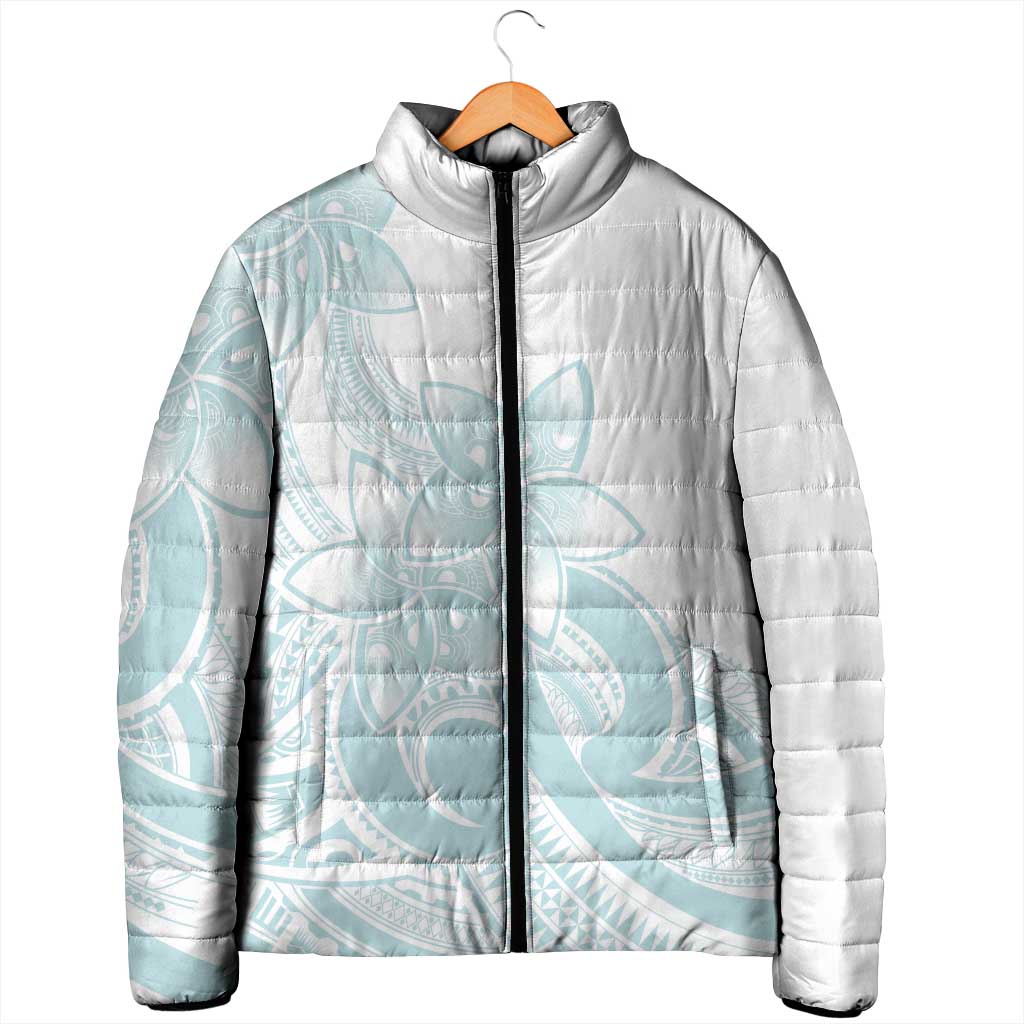 Polynesian Tribal Plumeria Lotu Tamaiti Padded Jacket Pastel Cyan LT9 - Polynesian Pride