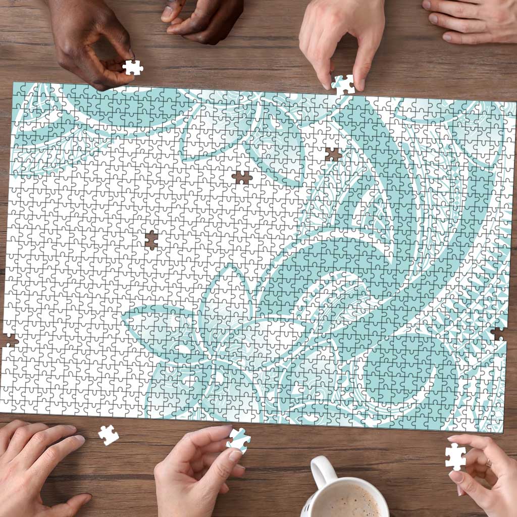 Polynesian Tribal Plumeria Lotu Tamaiti Puzzle Pastel Cyan LT9 - Polynesian Pride