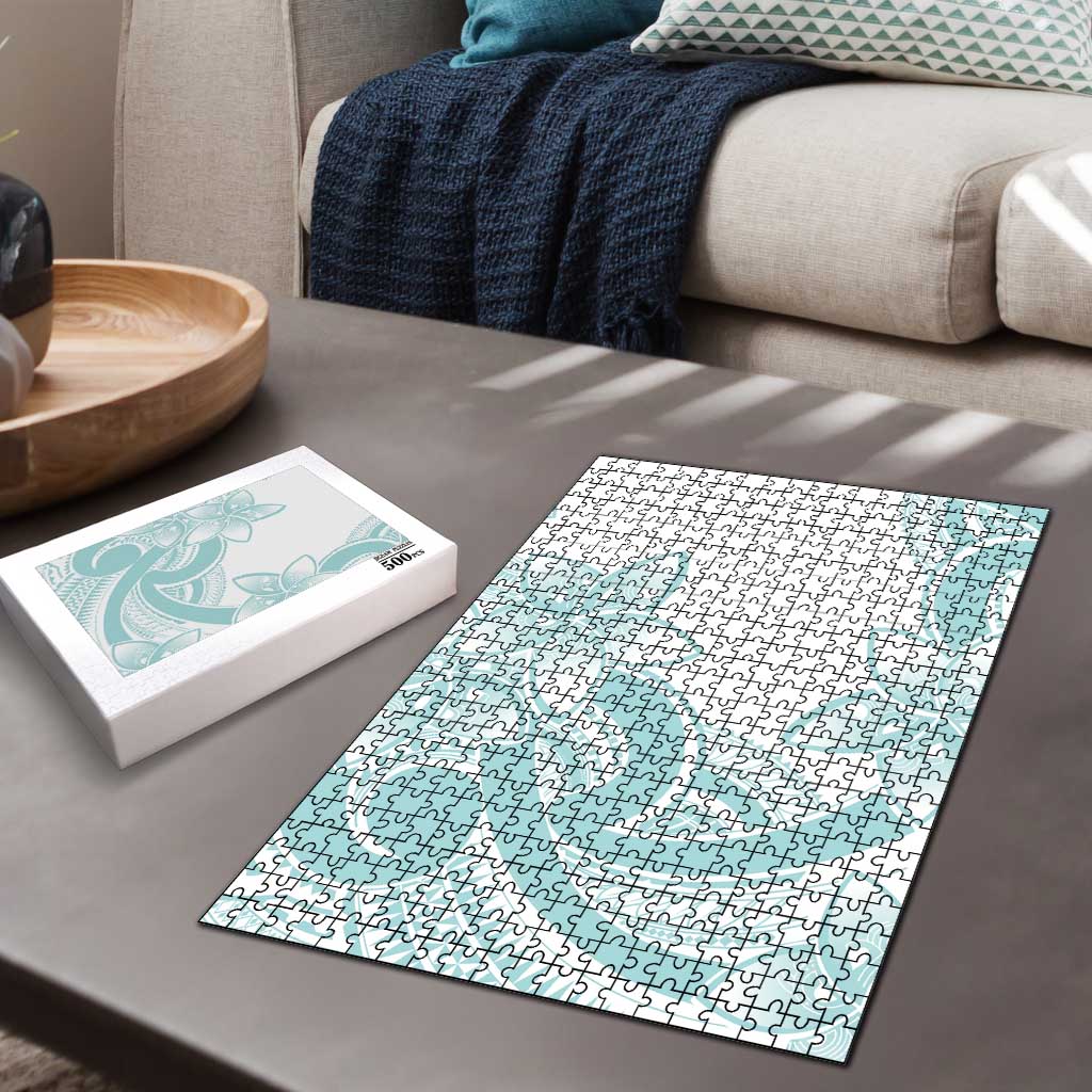 Polynesian Tribal Plumeria Lotu Tamaiti Puzzle Pastel Cyan LT9 - Polynesian Pride
