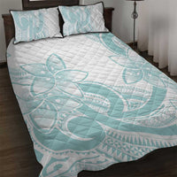 Polynesian Tribal Plumeria Lotu Tamaiti Quilt Bed Set Pastel Cyan - Polynesian Pride