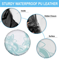 Polynesian Tribal Plumeria Lotu Tamaiti Spare Tire Cover Pastel Cyan - Polynesian Pride