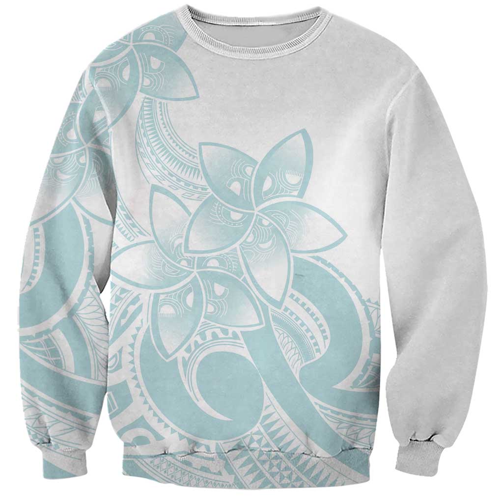 Polynesian Tribal Plumeria Lotu Tamaiti Sweatshirt Pastel Cyan LT9 Unisex Cyan - Polynesian Pride