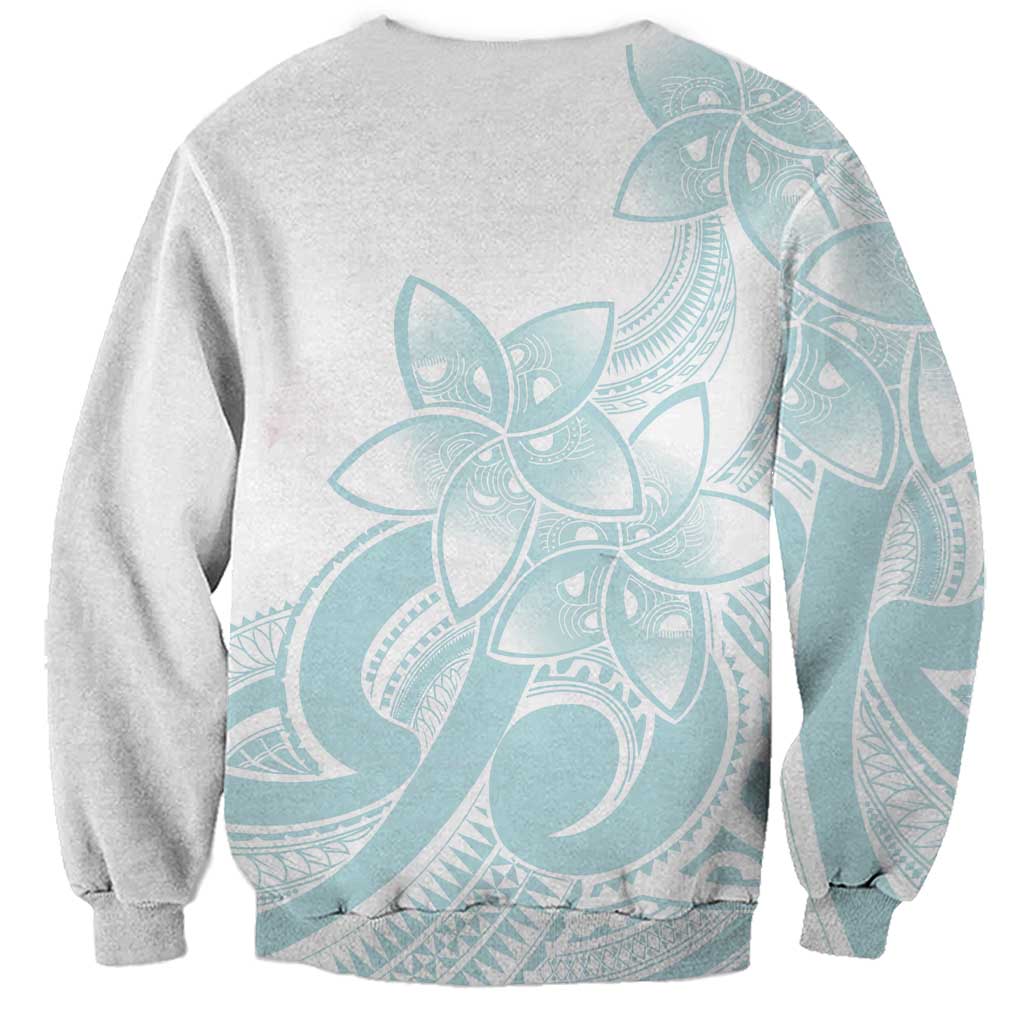 Polynesian Tribal Plumeria Lotu Tamaiti Sweatshirt Pastel Cyan LT9 - Polynesian Pride