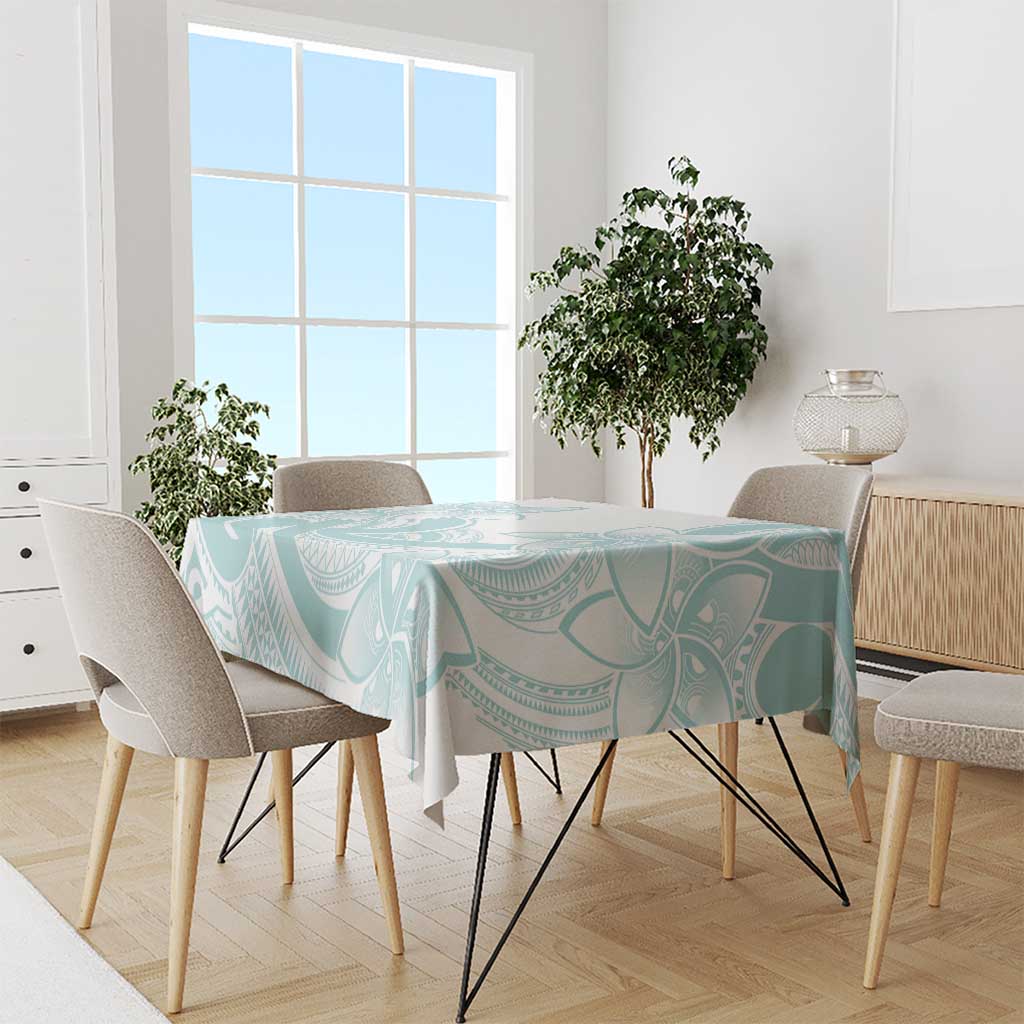 Polynesian Tribal Plumeria Lotu Tamaiti Tablecloth Pastel Cyan LT9 - Polynesian Pride