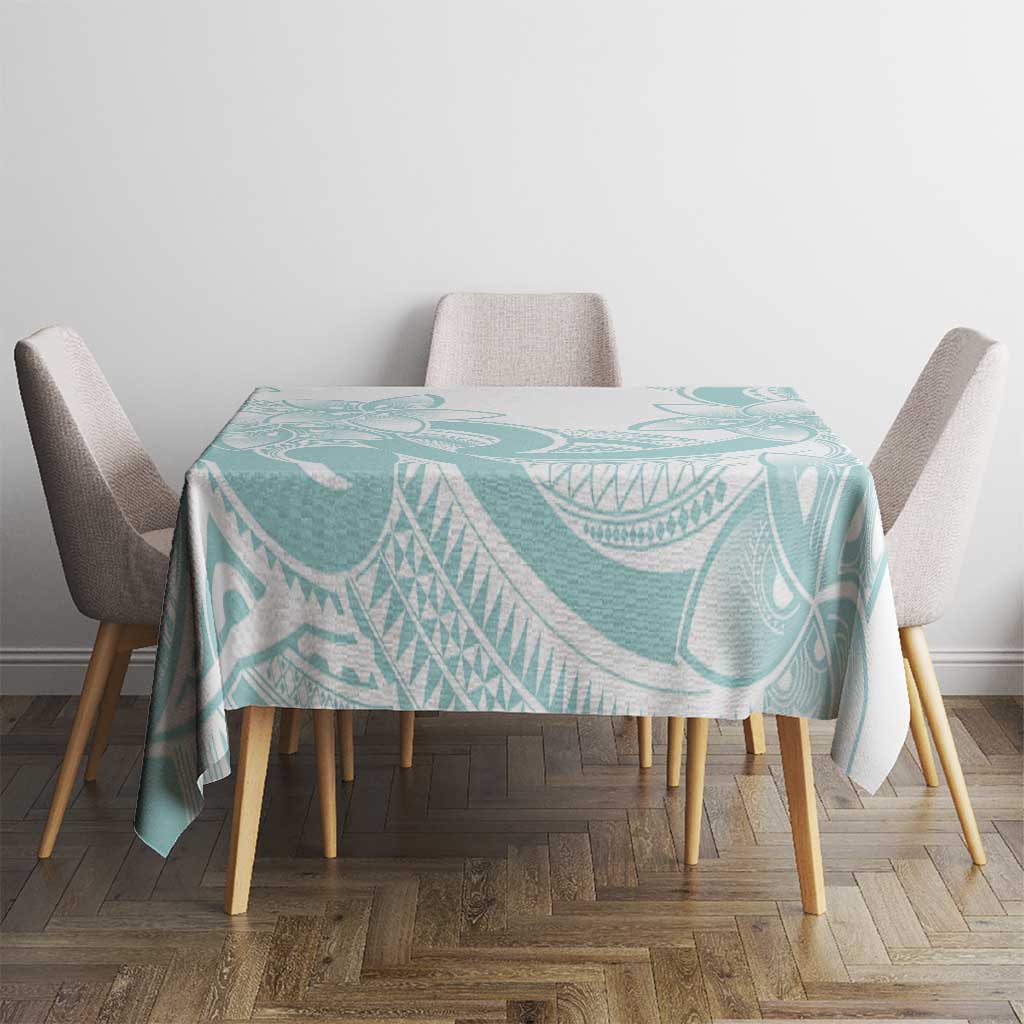 Polynesian Tribal Plumeria Lotu Tamaiti Tablecloth Pastel Cyan LT9 - Polynesian Pride