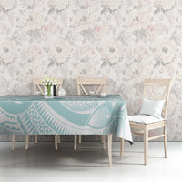 Polynesian Tribal Plumeria Lotu Tamaiti Tablecloth Pastel Cyan LT9 - Polynesian Pride