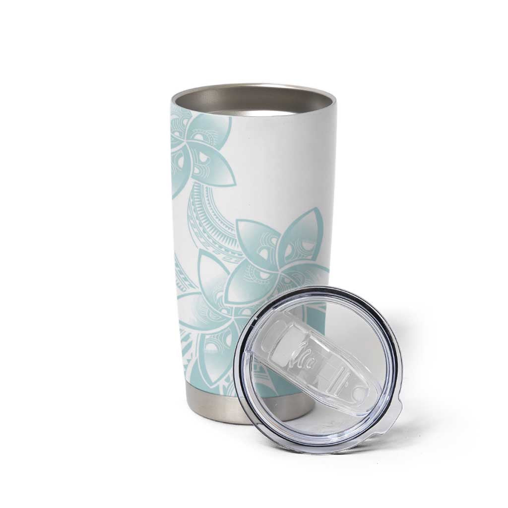 Polynesian Tribal Plumeria Lotu Tamaiti Tumbler Cup Pastel Cyan - Polynesian Pride