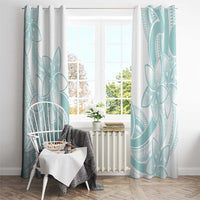 Polynesian Tribal Plumeria Lotu Tamaiti Window Curtain Pastel Cyan - Polynesian Pride