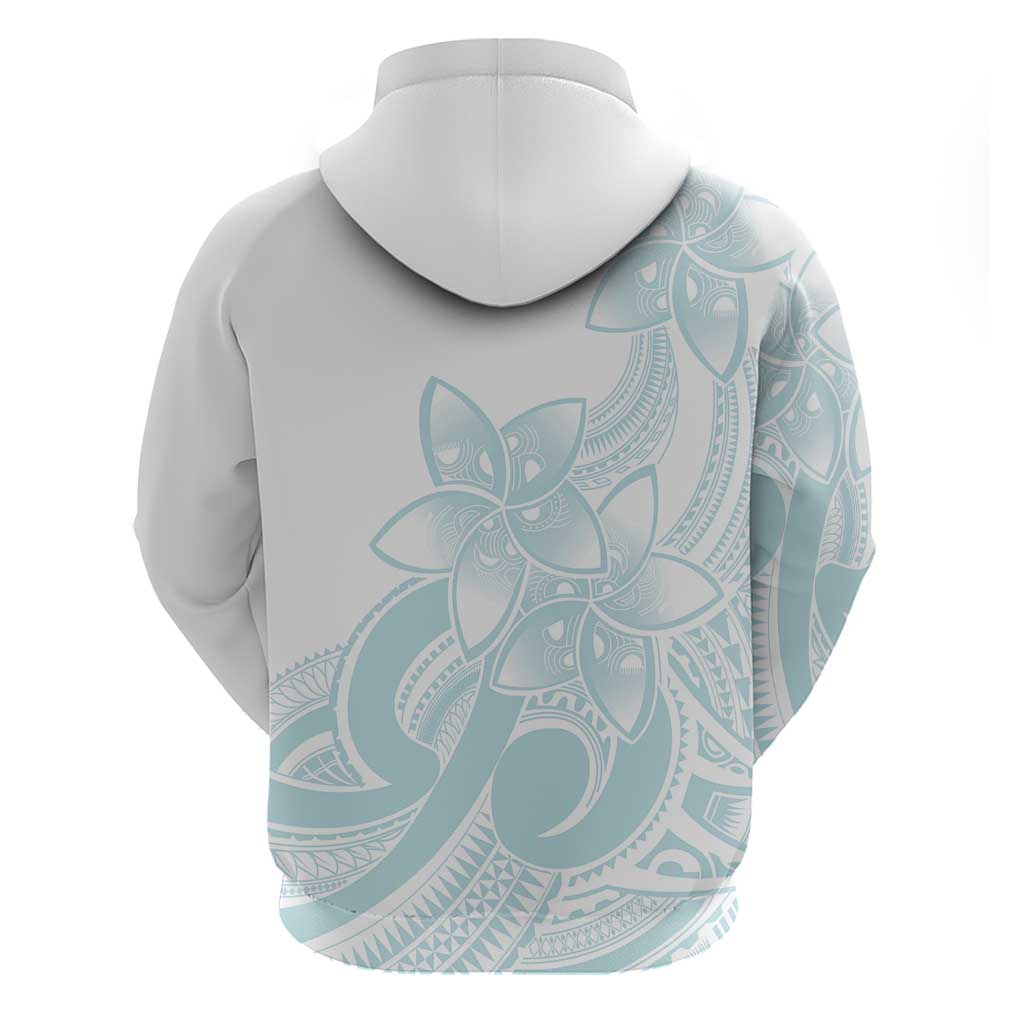 Polynesian Tribal Plumeria Lotu Tamaiti Zip Hoodie Pastel Cyan - Polynesian Pride