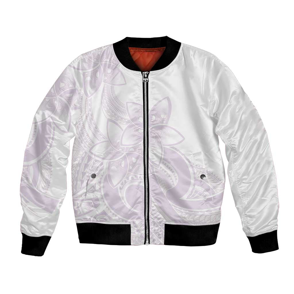 Polynesian Tribal Plumeria Lotu Tamaiti Bomber Jacket Pastel Mauve - Polynesian Pride