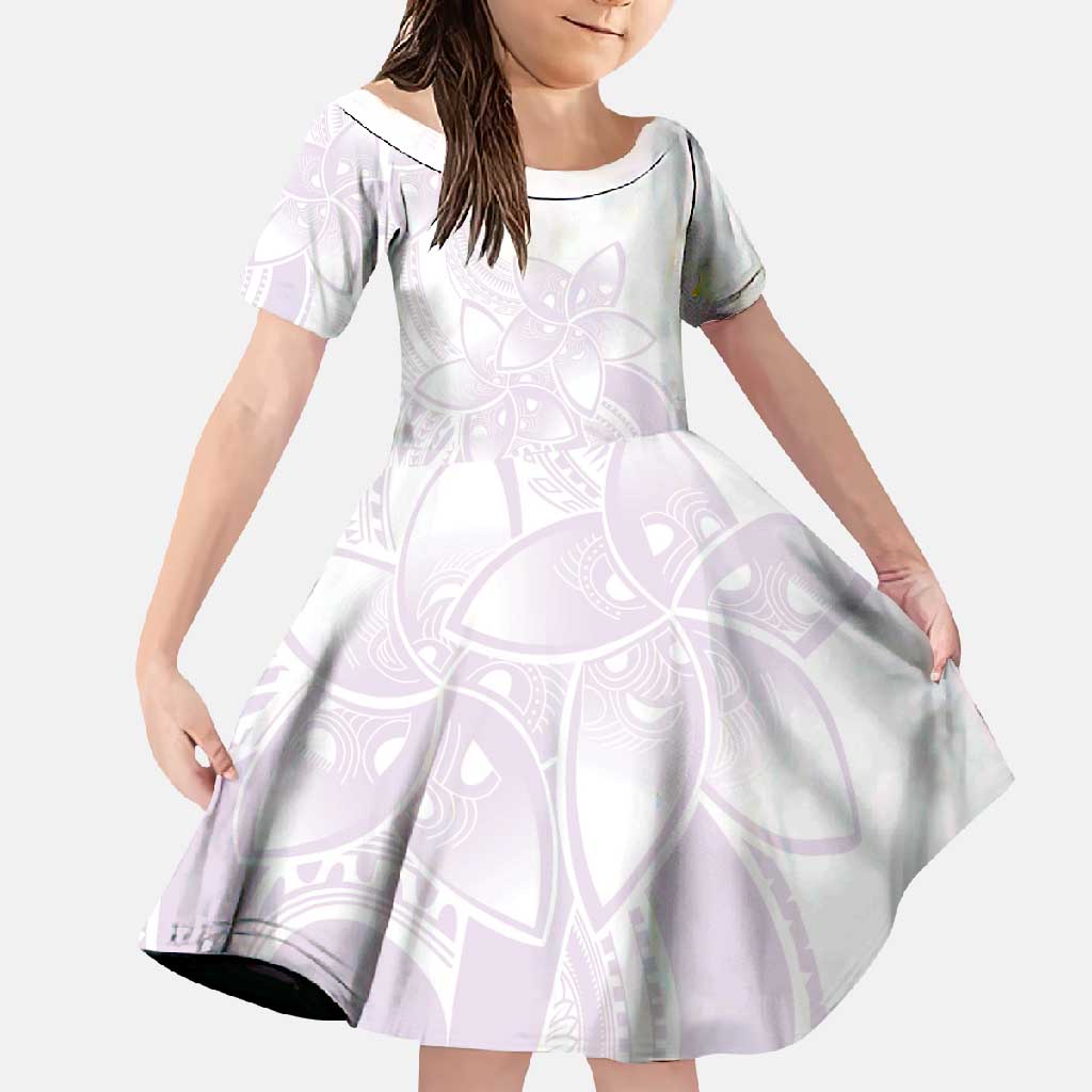 Polynesian Tribal Plumeria Lotu Tamaiti Family Matching Long Sleeve Bodycon Dress and Hawaiian Shirt Pastel Mauve - Polynesian Pride