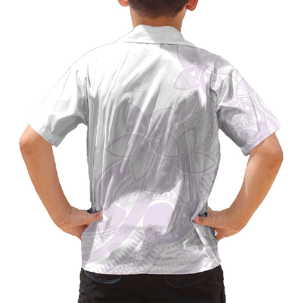 Polynesian Tribal Plumeria Lotu Tamaiti Family Matching Off Shoulder Maxi Dress and Hawaiian Shirt Pastel Mauve - Polynesian Pride