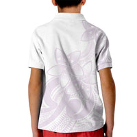 Polynesian Tribal Plumeria Lotu Tamaiti Kid Polo Shirt Pastel Mauve - Polynesian Pride