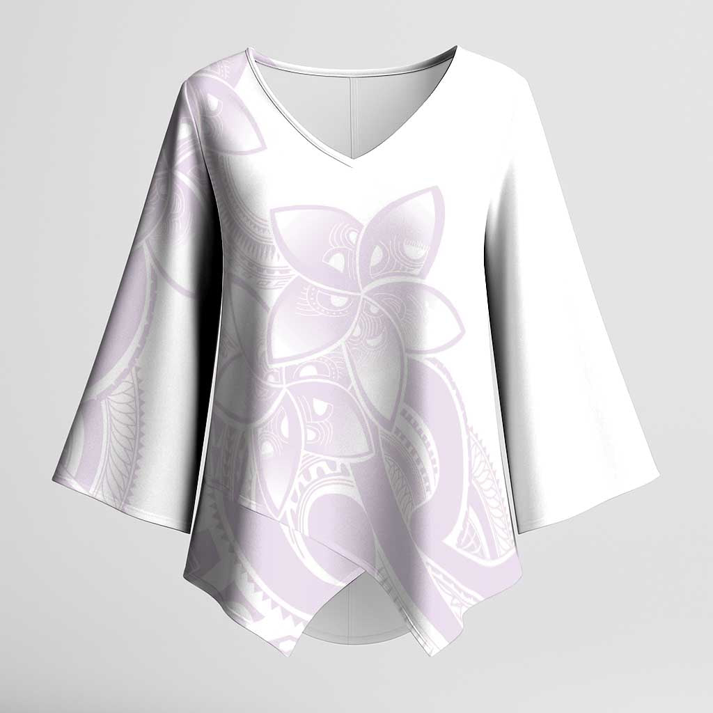 Polynesian Tribal Plumeria Lotu Tamaiti Kimono Sleeve Blouse Pastel Mauve - Polynesian Pride